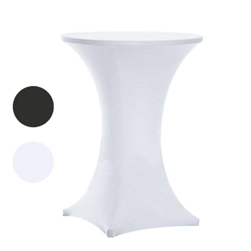 Tina's 24x30 Inch Highboy Spandex Cocktail Table Covers White, Fitted Stretch Cocktail Tablecloth for Round Tables (24X30 White) - Image 1